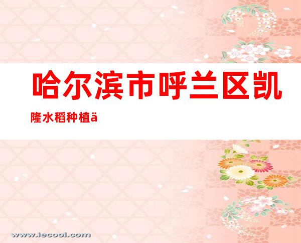 哈尔滨市呼兰区凯隆水稻种植专业合作社